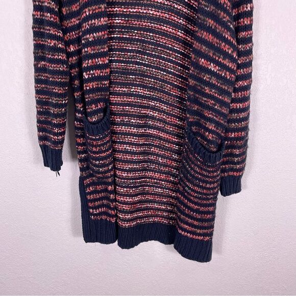 Meadow Rue | Anthropologie Red, Pink, & Navy Blue Knit Open Cardigan Sweater - Picture 4 of 8